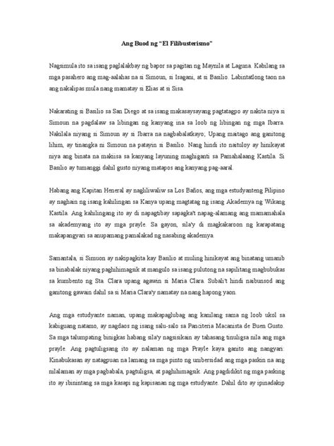 kabuuang buod ng el filibusterismo.